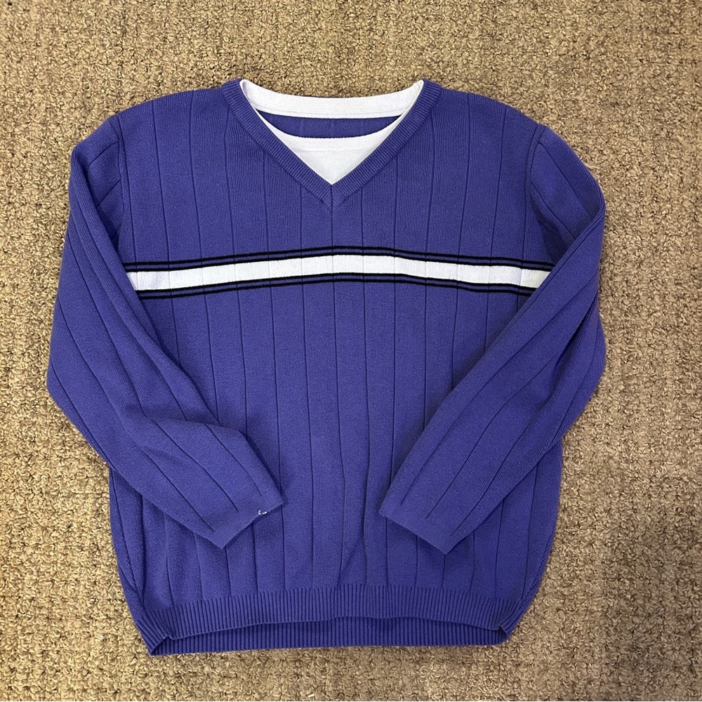 Women’s Size Medium Purple Striped Sweater Long Sleeve Oversized